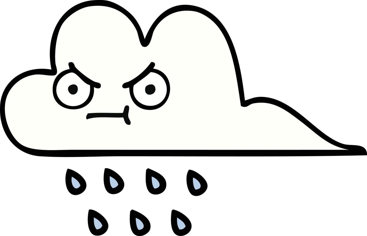 linda nube de lluvia de dibujos animados vector