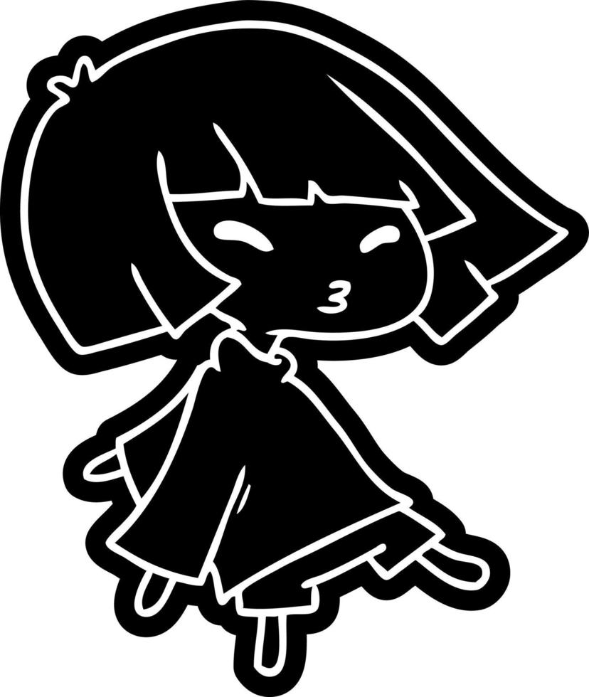 cartoon icon of a cute kawaii girl vector