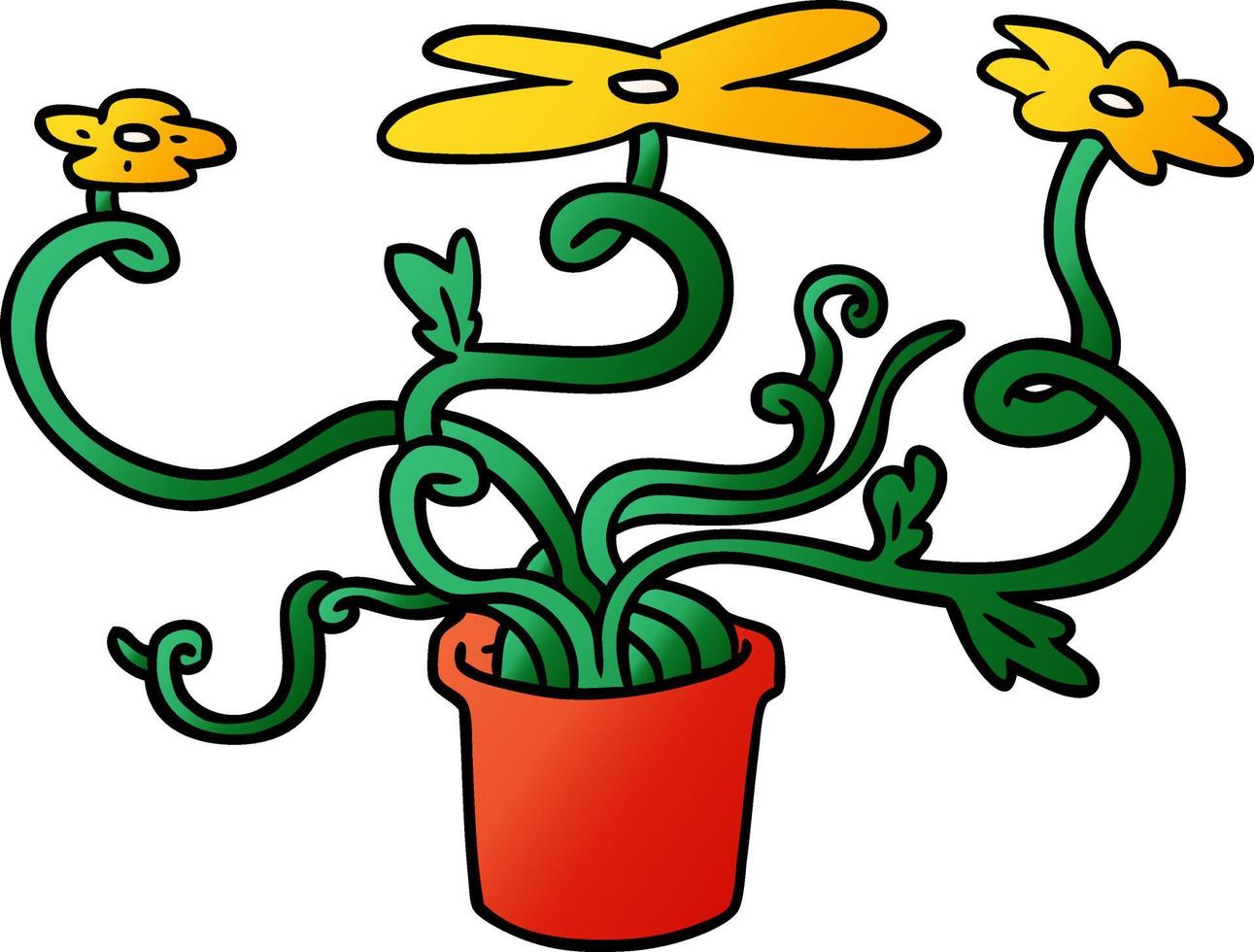 gradient cartoon doodle of a flower plant vector