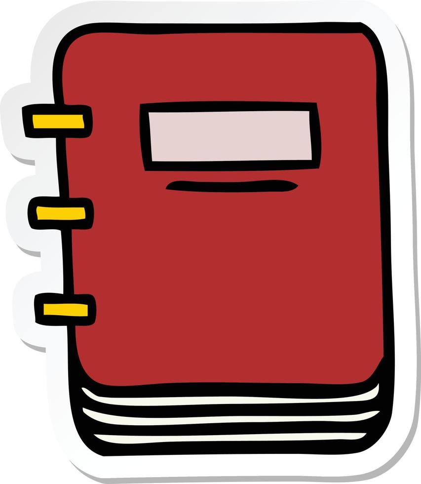 sticker of a cute cartoon note book vector