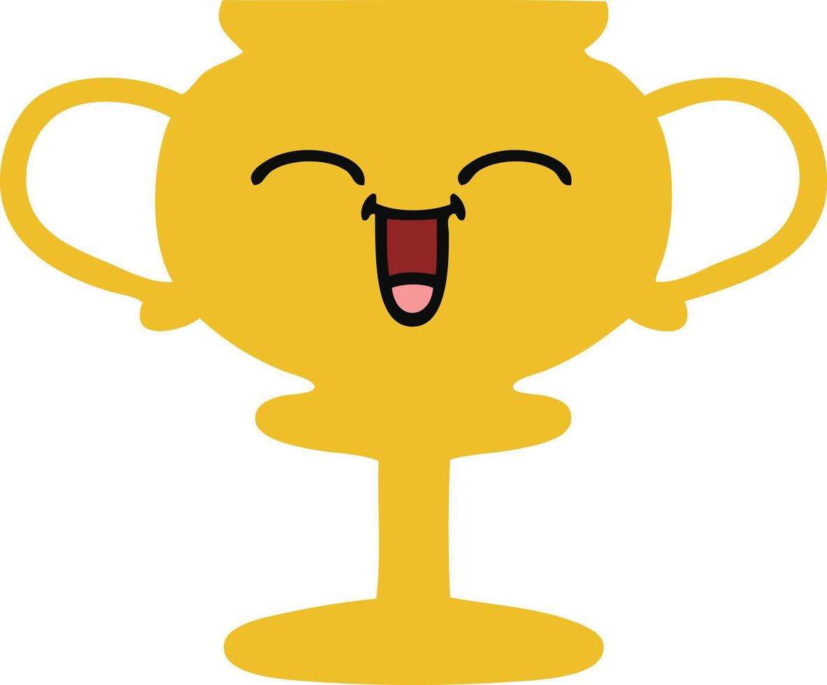 flat color retro cartoon trophy vector
