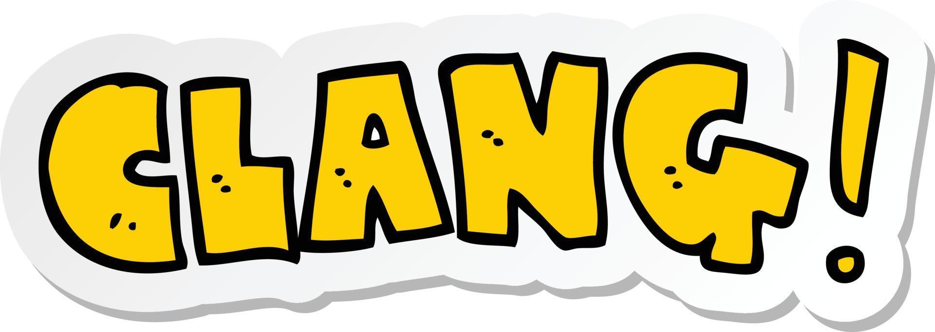 sticker of a cartoon word clang vector