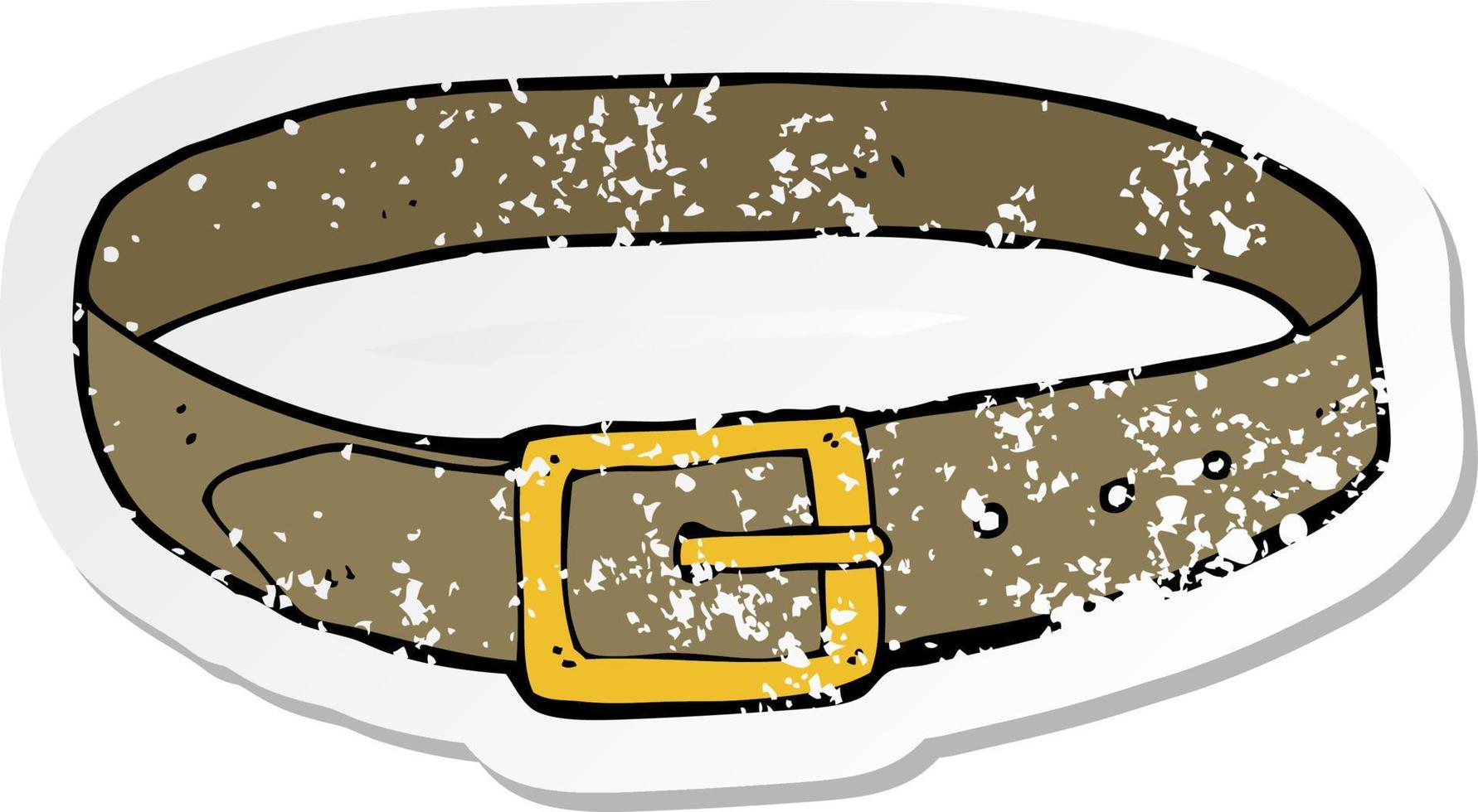 retro distressed sticker of a cartoon leather belt vector