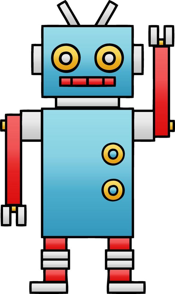 robot de baile de dibujos animados sombreado degradado vector