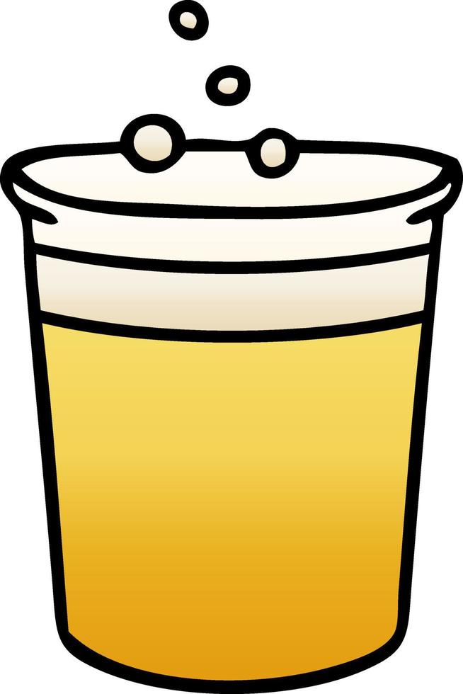 quirky gradient shaded cartoon glass of beer vector