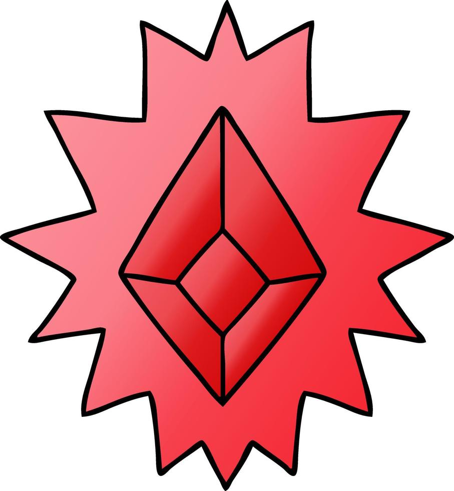 gradient cartoon doodle of a red bright jewel vector