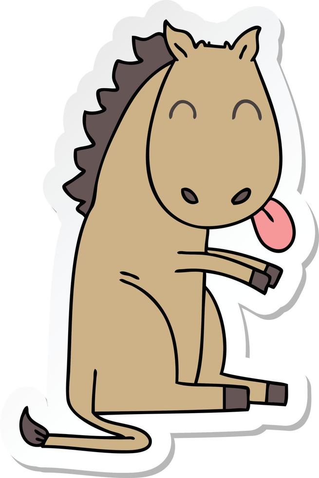 sticker of a quirky hand drawn cartoon horse vector