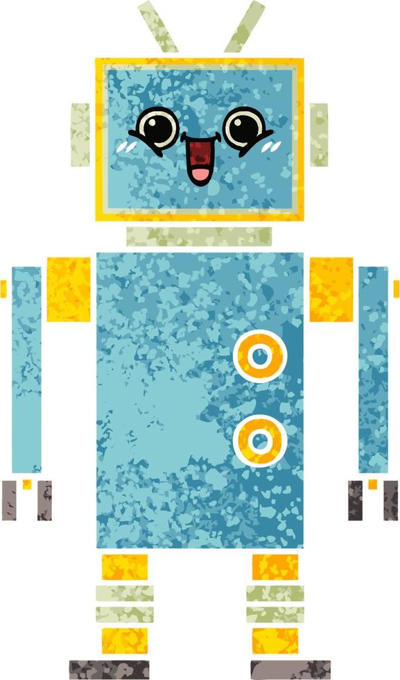 retro illustration style cartoon robot vector