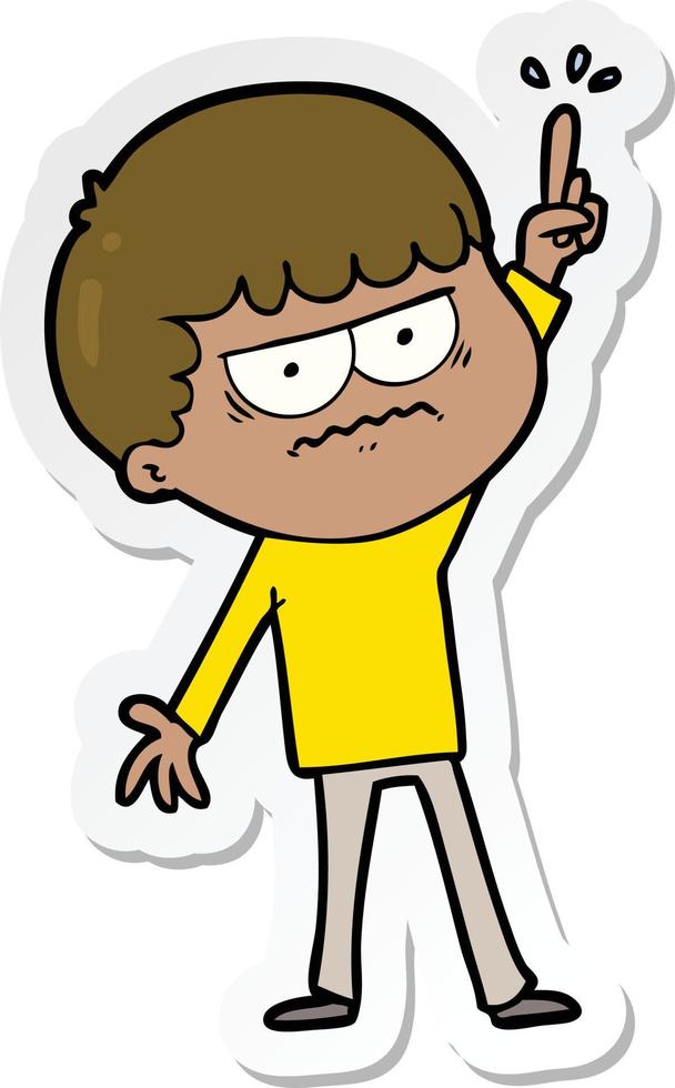 sticker of a cartoon annoyed man vector