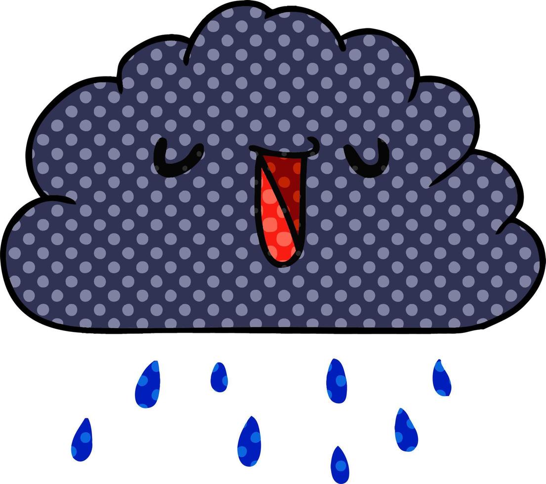 caricatura, kawaii, clima, lluvia, nube vector