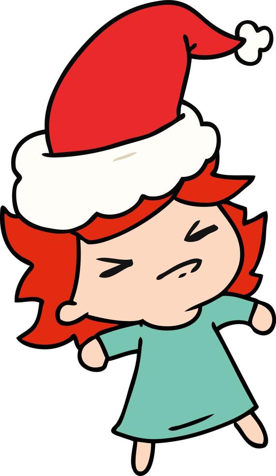 christmas cartoon of kawaii girl vector