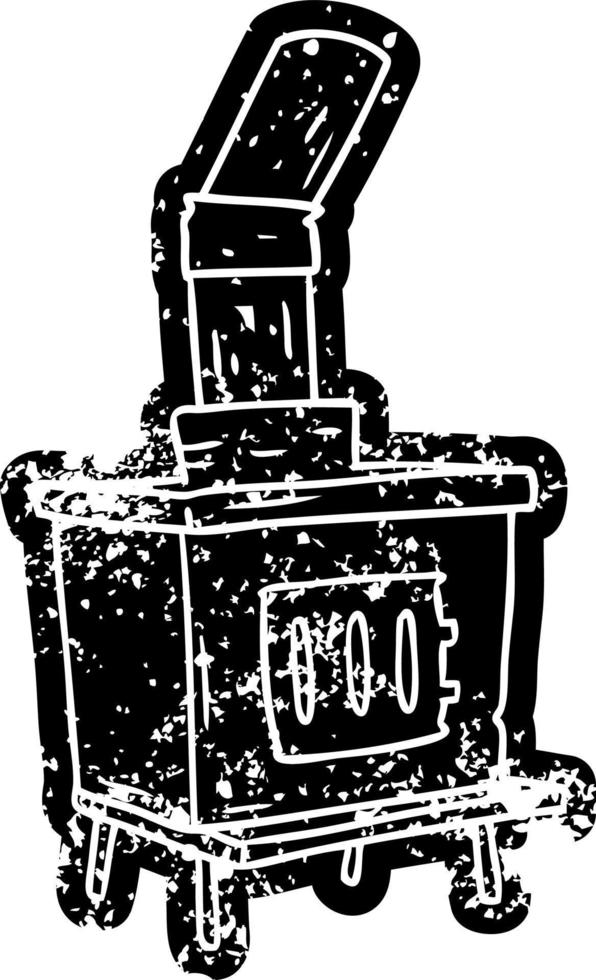 grunge icon drawing of a house furnace vector