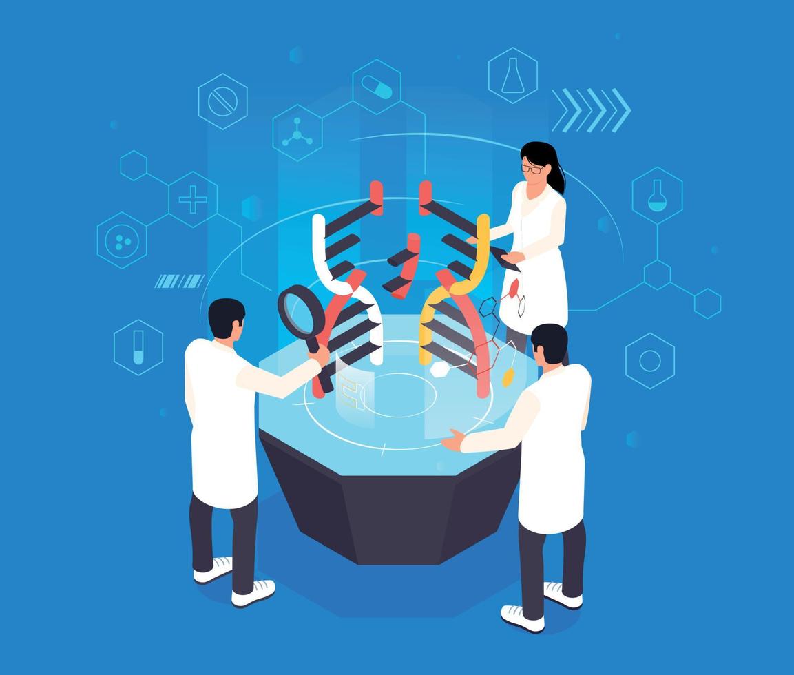 Isometric Genetic Engineering Concept vector
