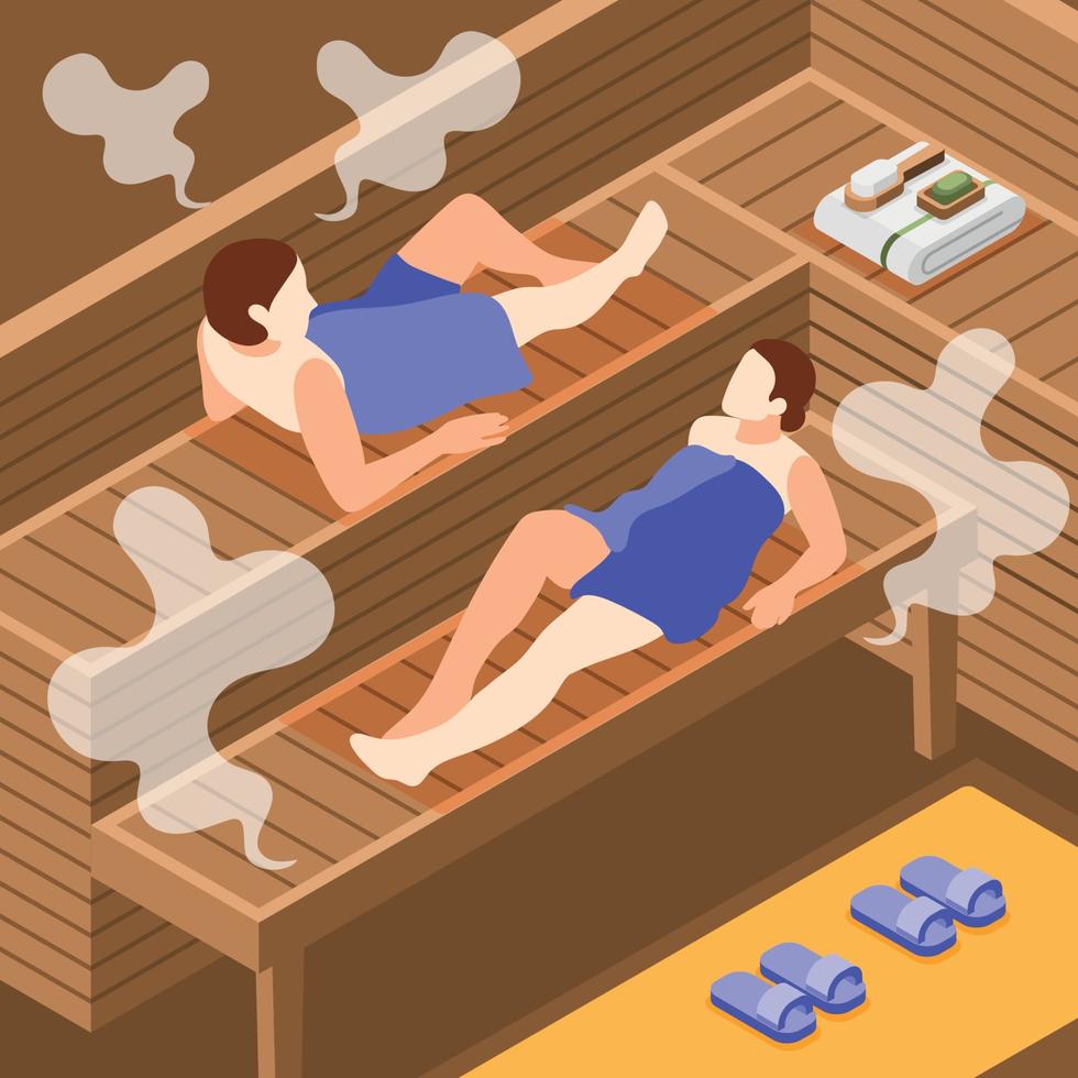 Bathhouse And Spa Relaxing Isometric Background vector