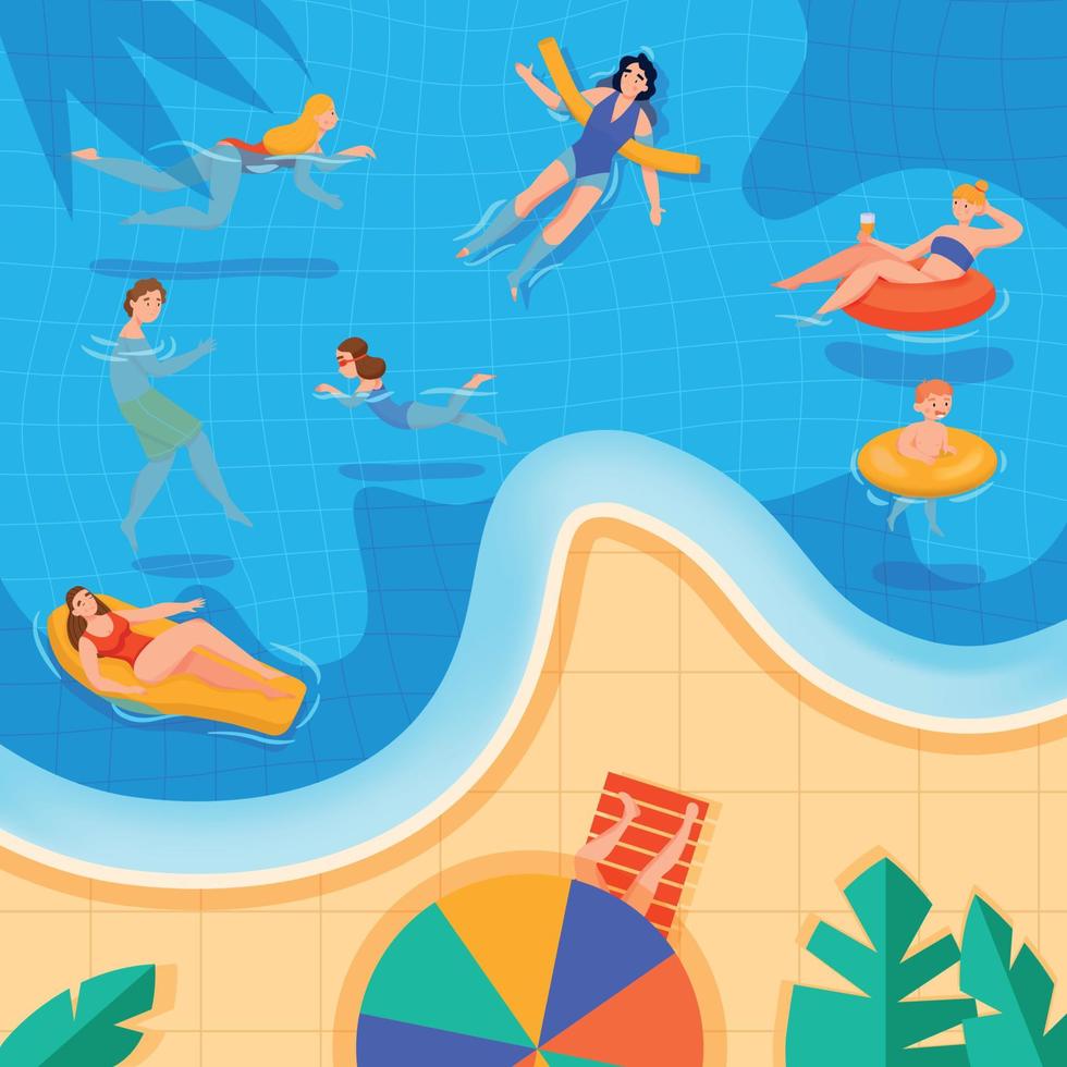 Swimming Colored Concept vector