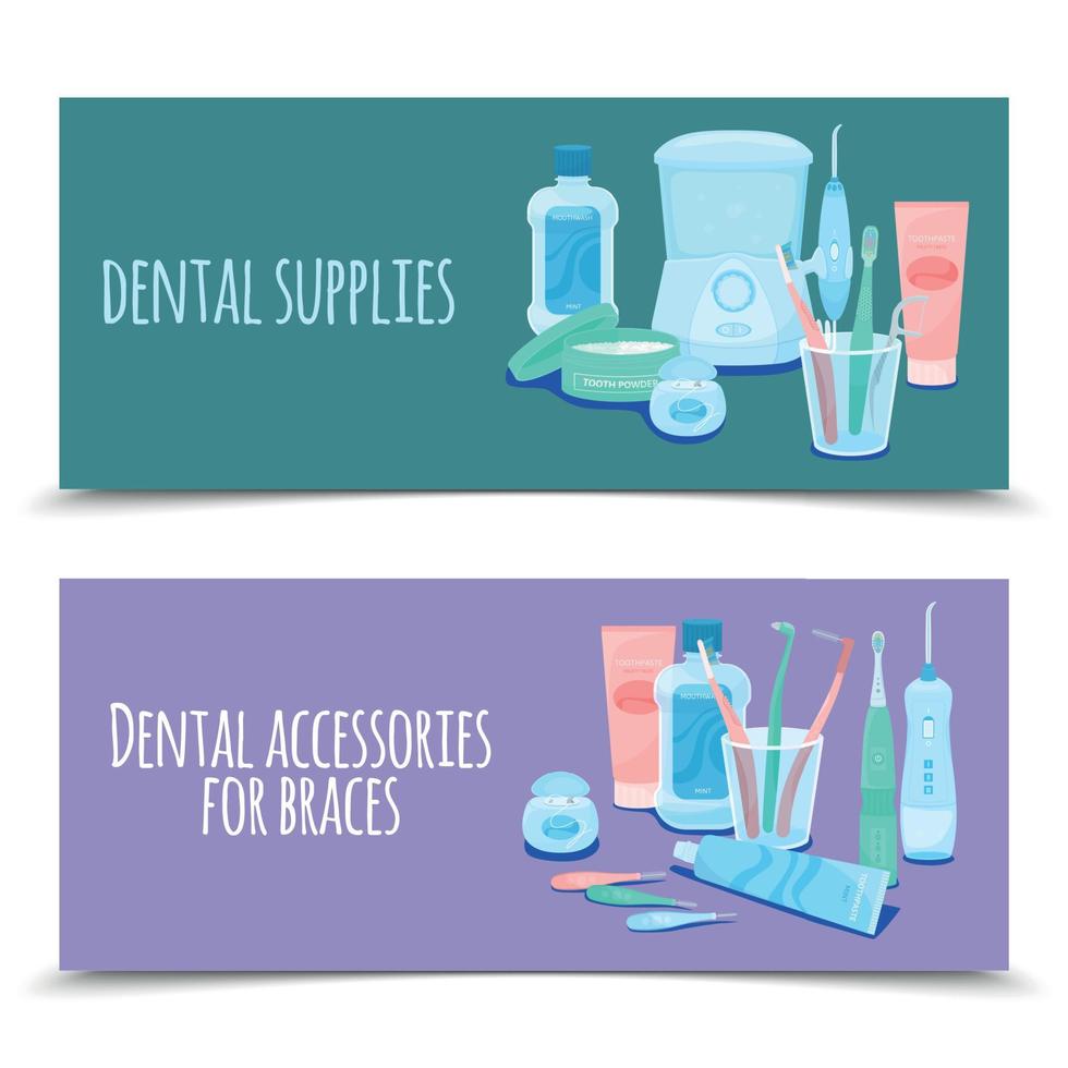 Dental Supplies Horizontal Banners vector