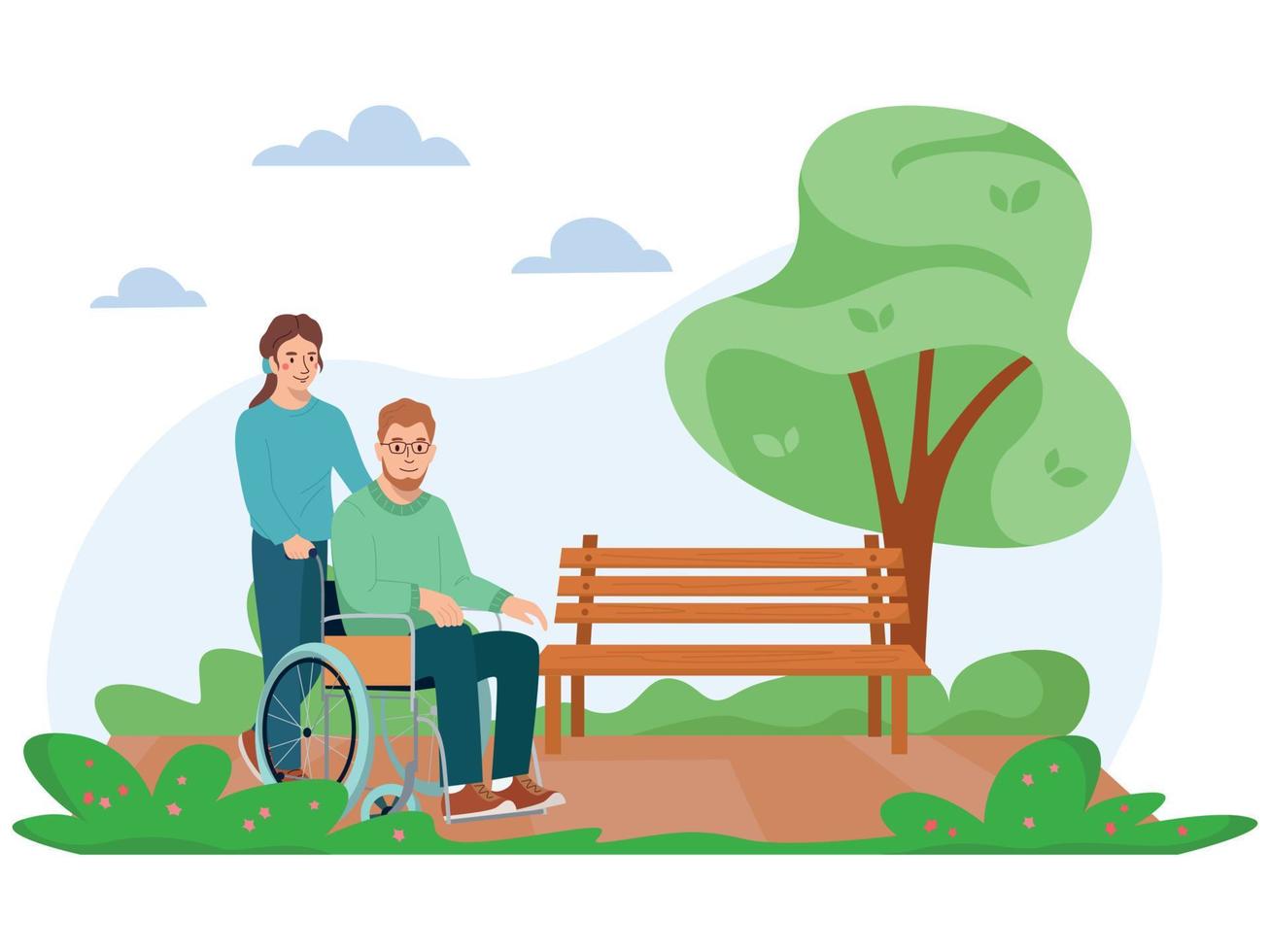 Charity Disabled Flat Composition vector