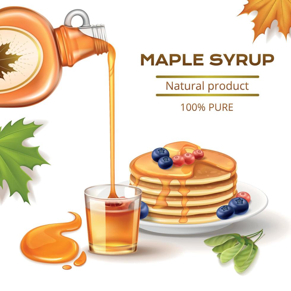 Realistic Maple Syrup Composition vector