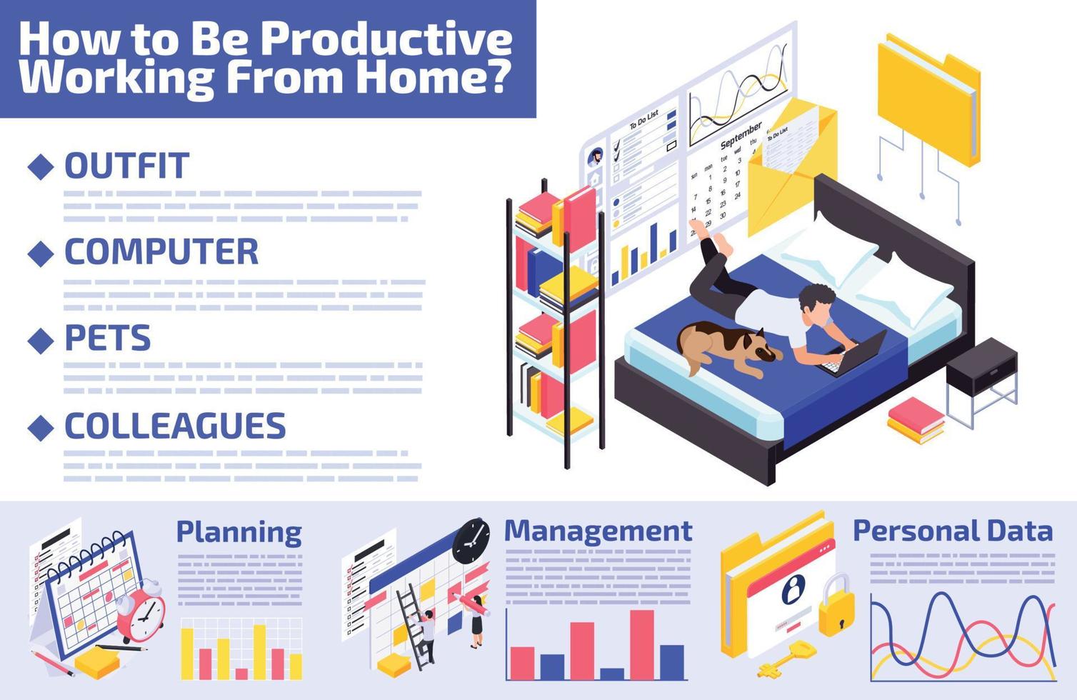 Working Home Productivity Infographics vector
