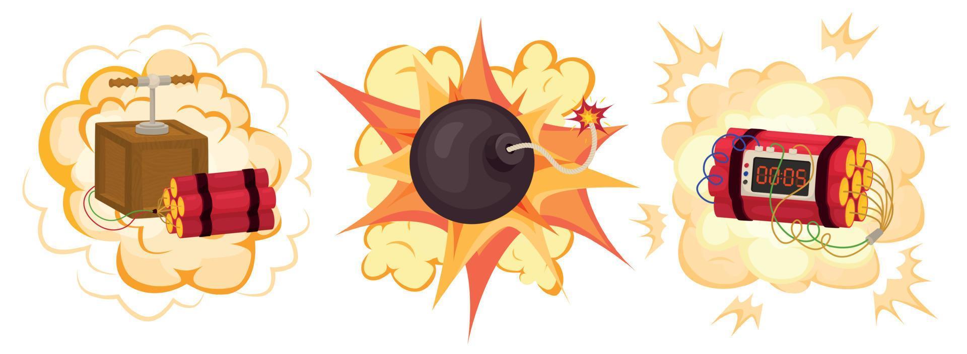 Dynamite Bomb Flat Set vector