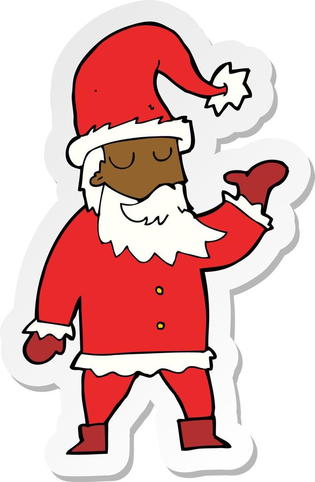 sticker of a cartoon santa claus vector