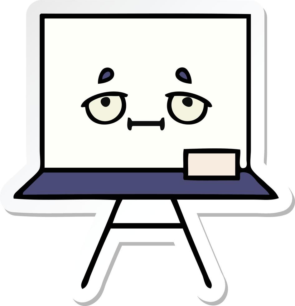 sticker of a cute cartoon white board vector