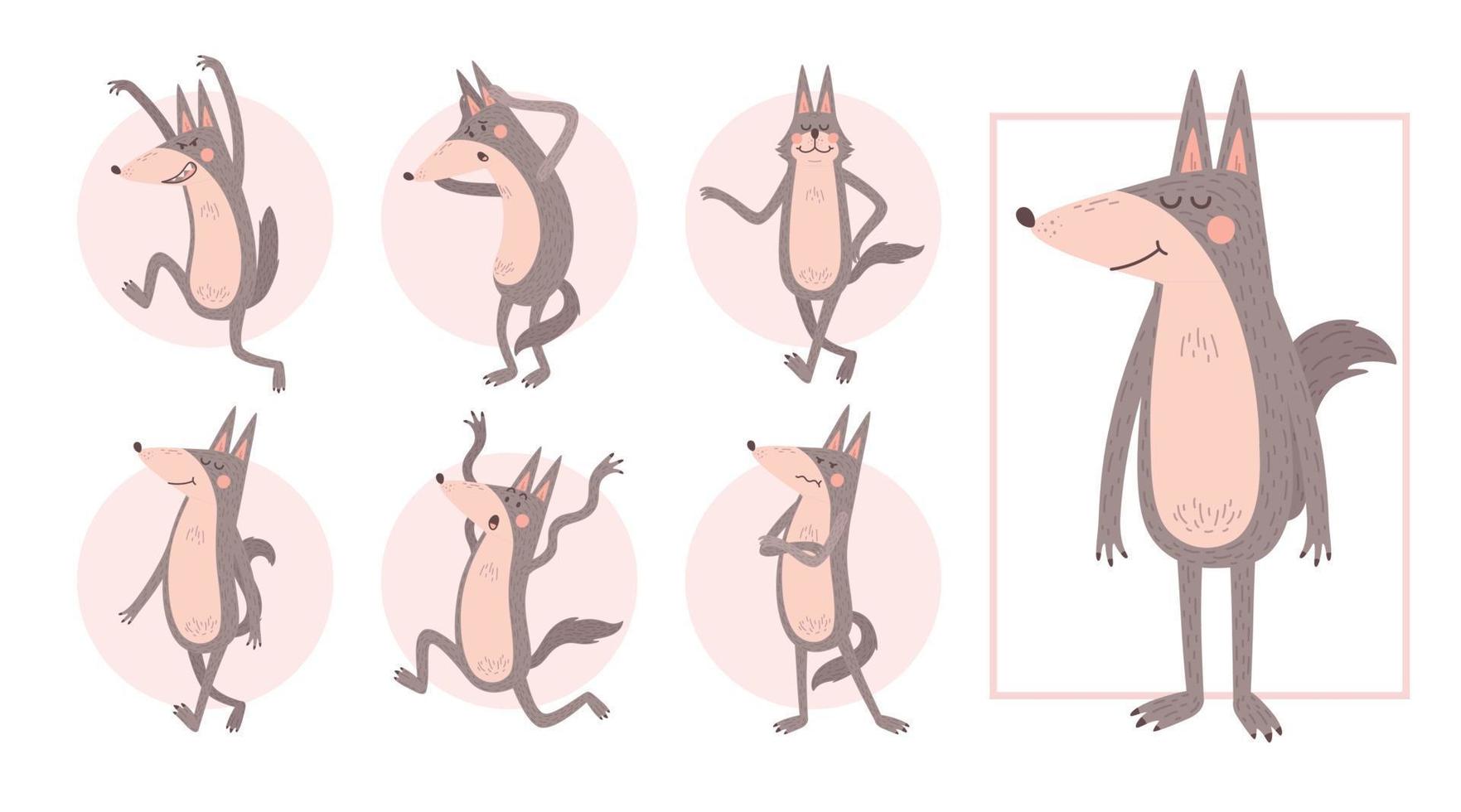 Wolf Cartoon Set vector