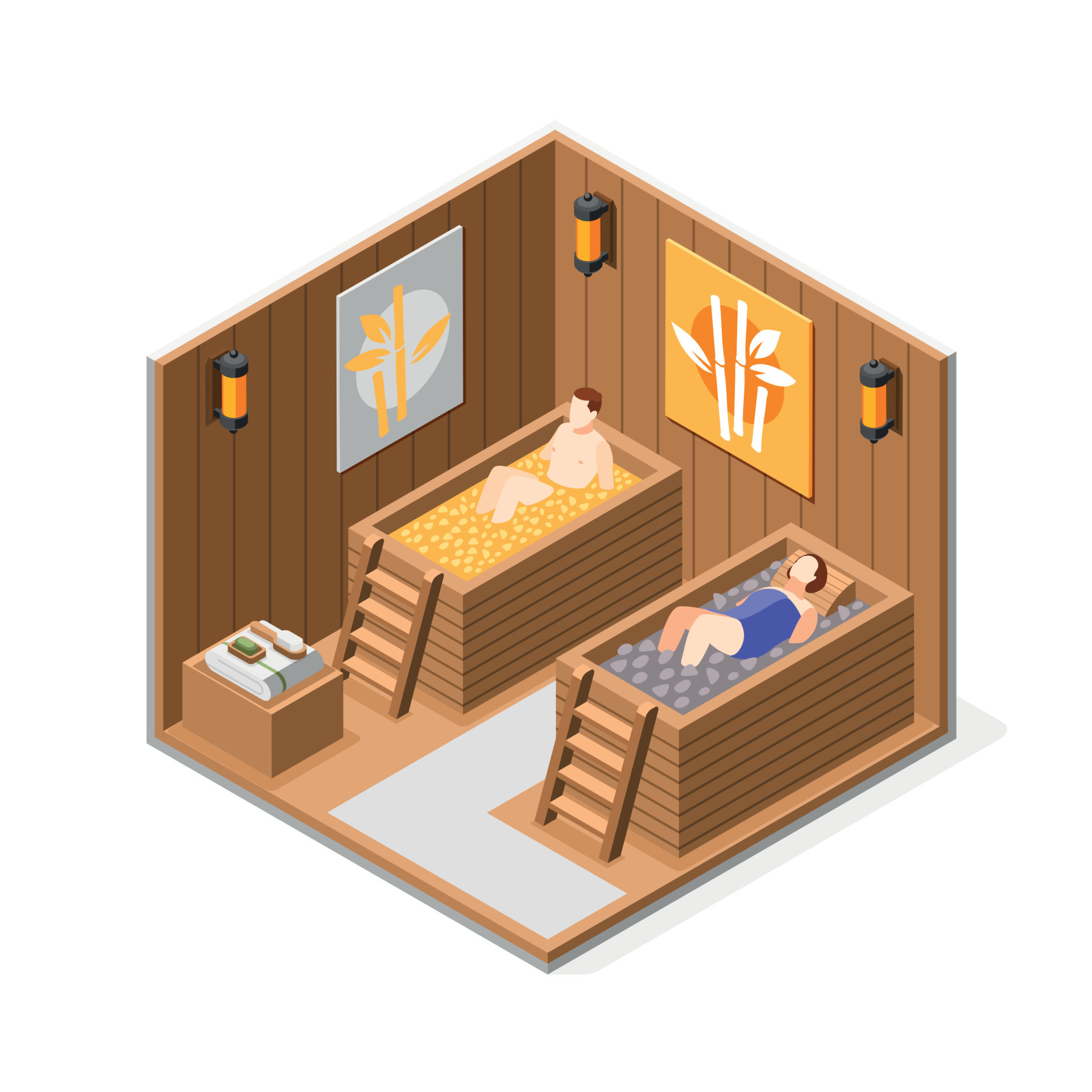 Japanese Bathhouse 3d Composition 8443072 Vector Art at Vecteezy