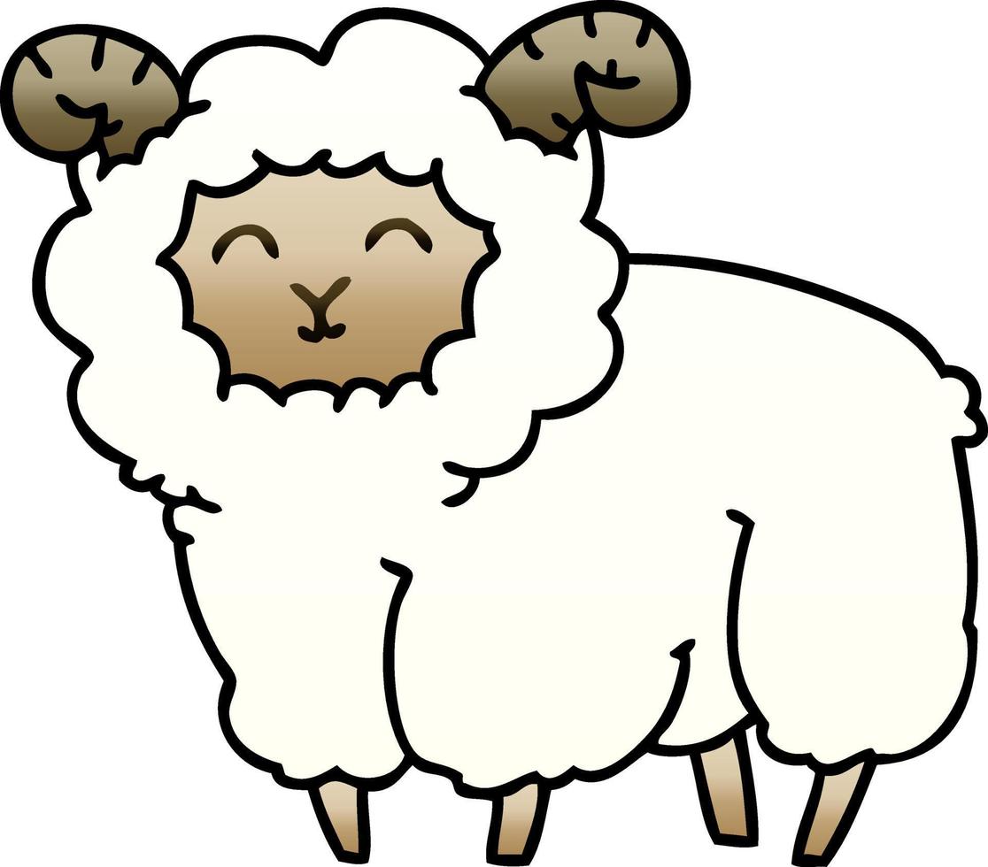 quirky gradient shaded cartoon ram vector