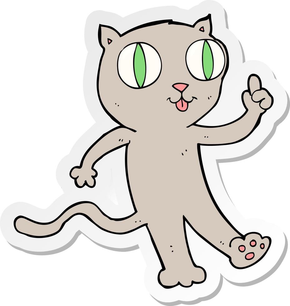 sticker of a cartoon cat with idea vector