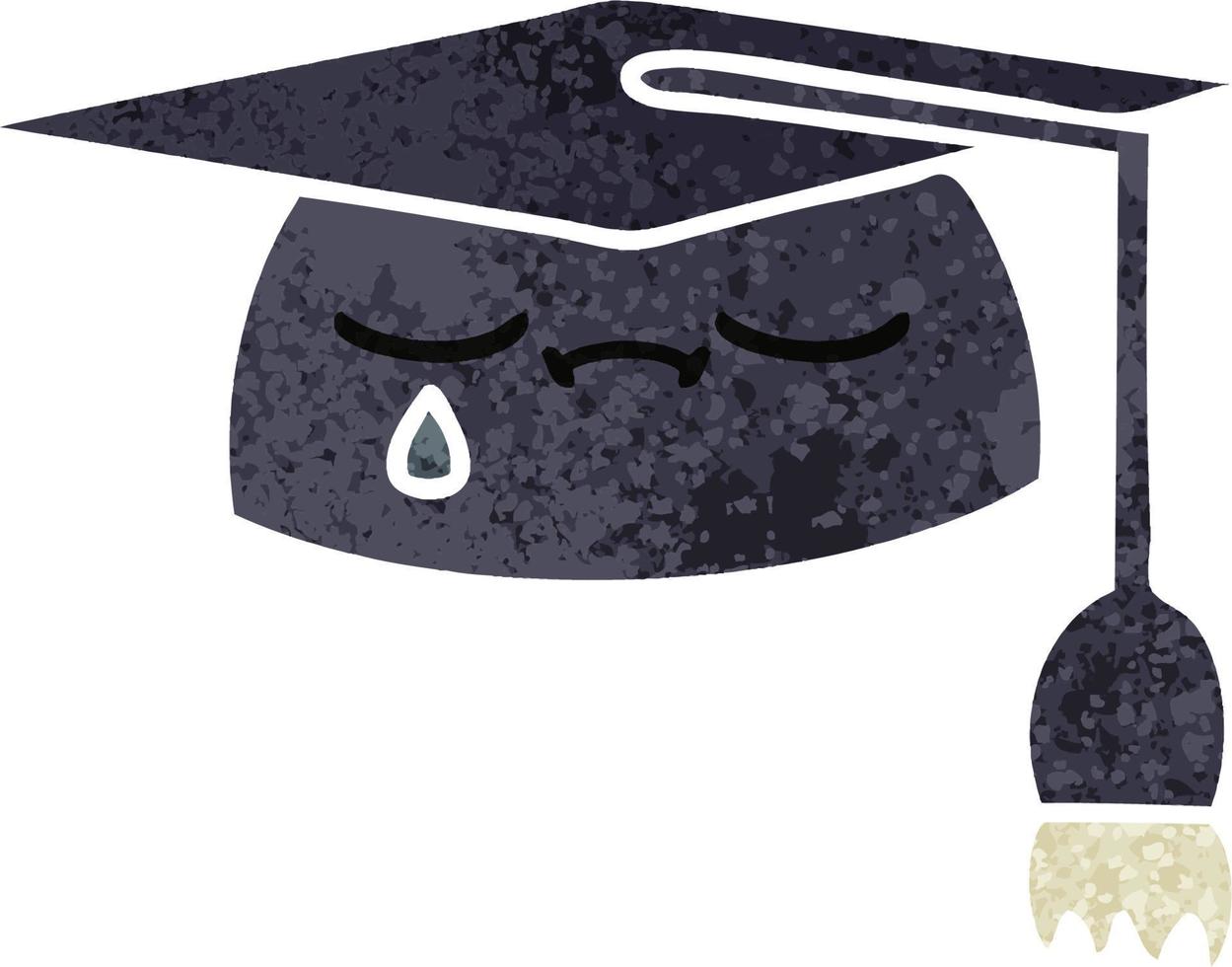 retro illustration style cartoon graduation hat vector