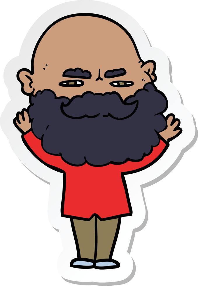 sticker of a cartoon man with beard frowning vector