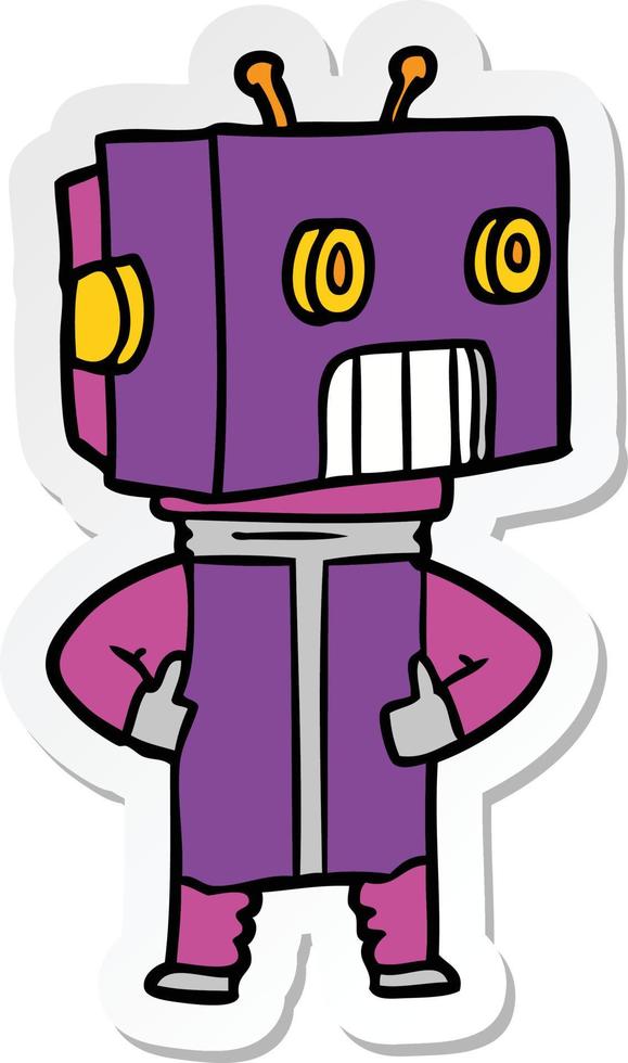 sticker of a cartoon robot vector