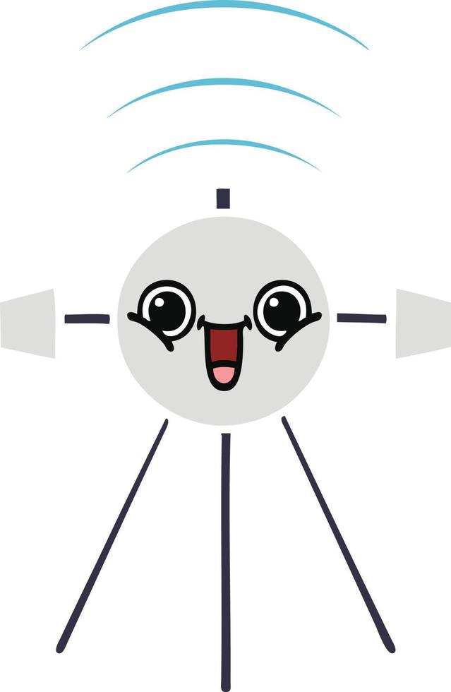 flat color retro cartoon satellite vector