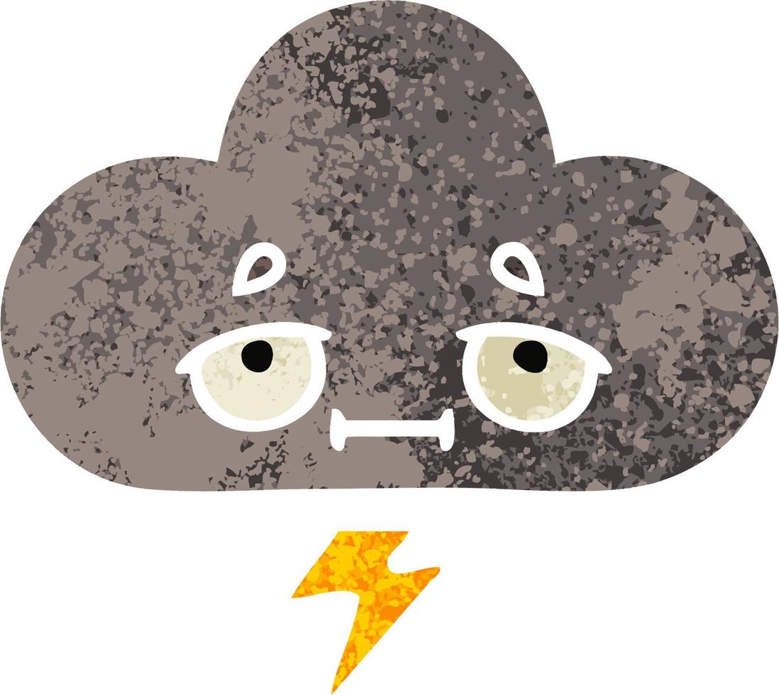 retro illustration style cartoon storm cloud vector