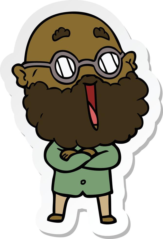 sticker of a cartoon joyful man with beard vector