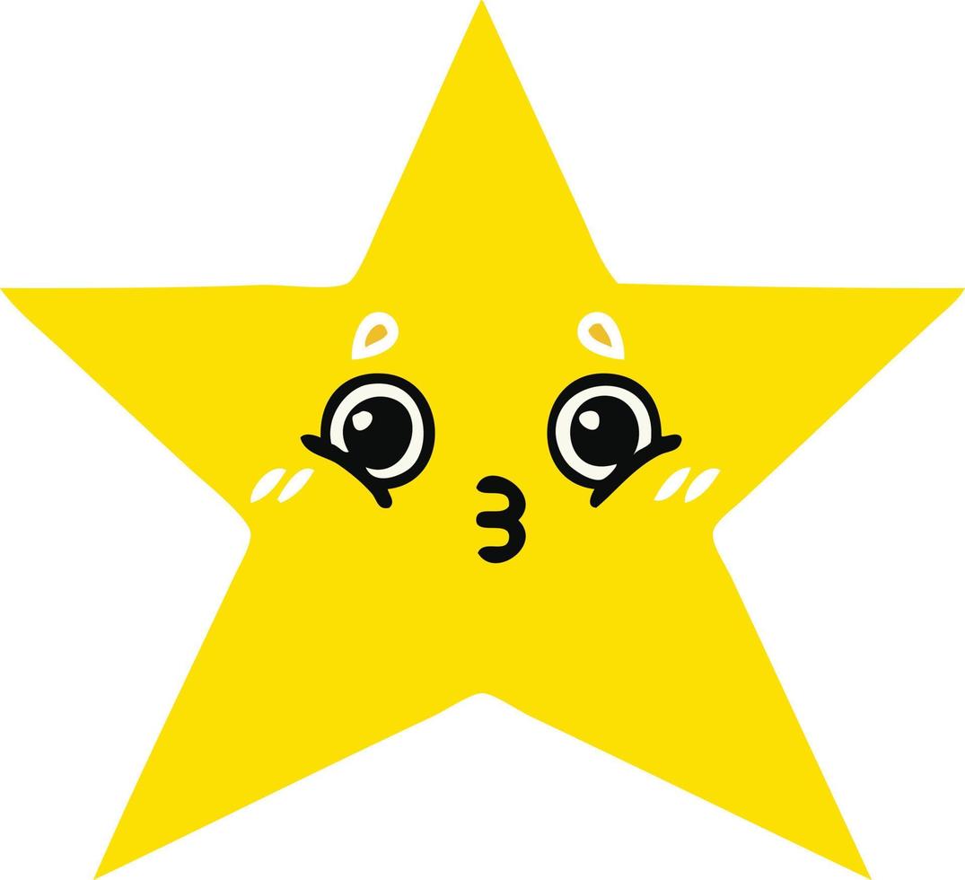 flat color retro cartoon gold star vector