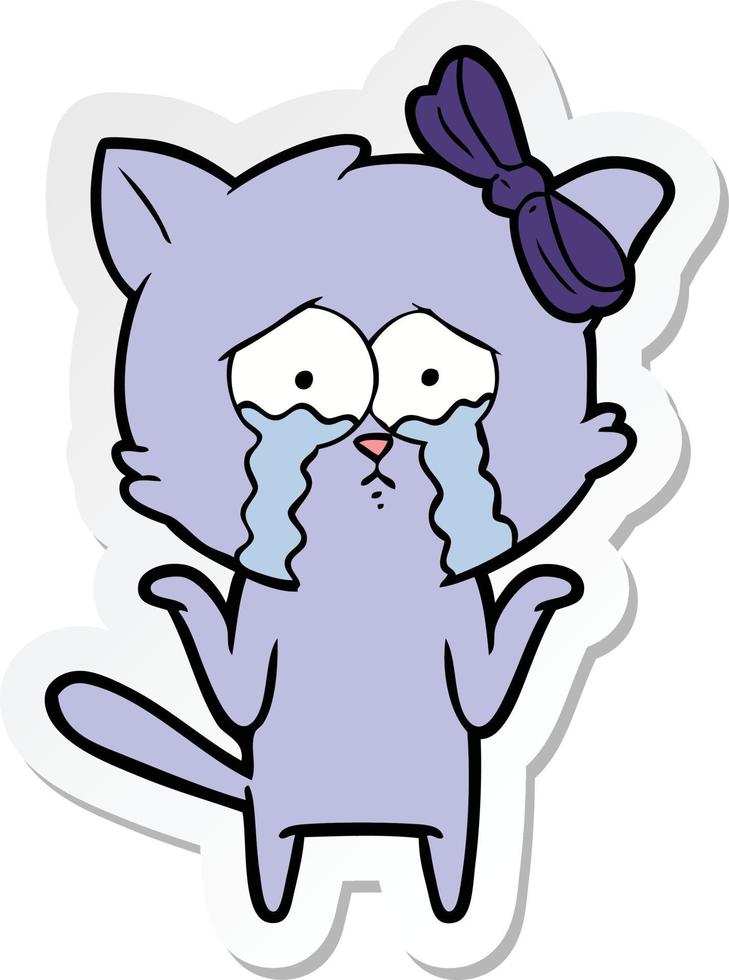 sticker of a cartoon cat vector