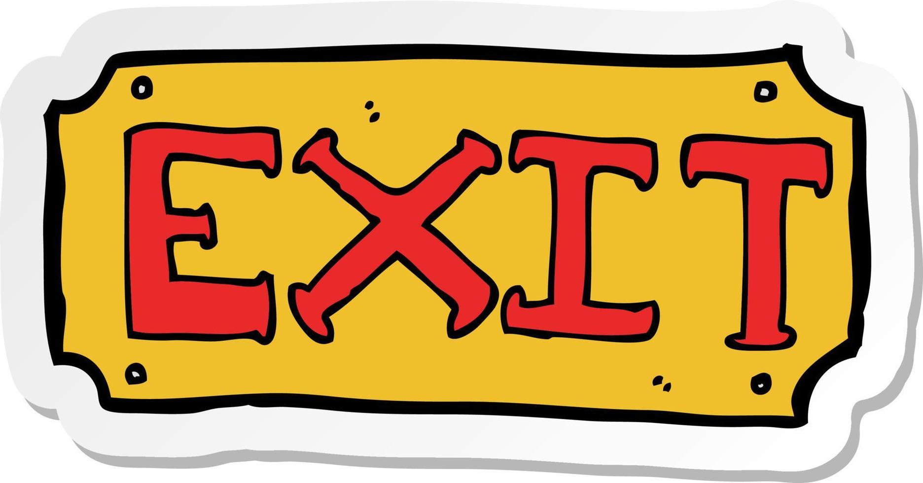 sticker of a cartoon exit sign vector