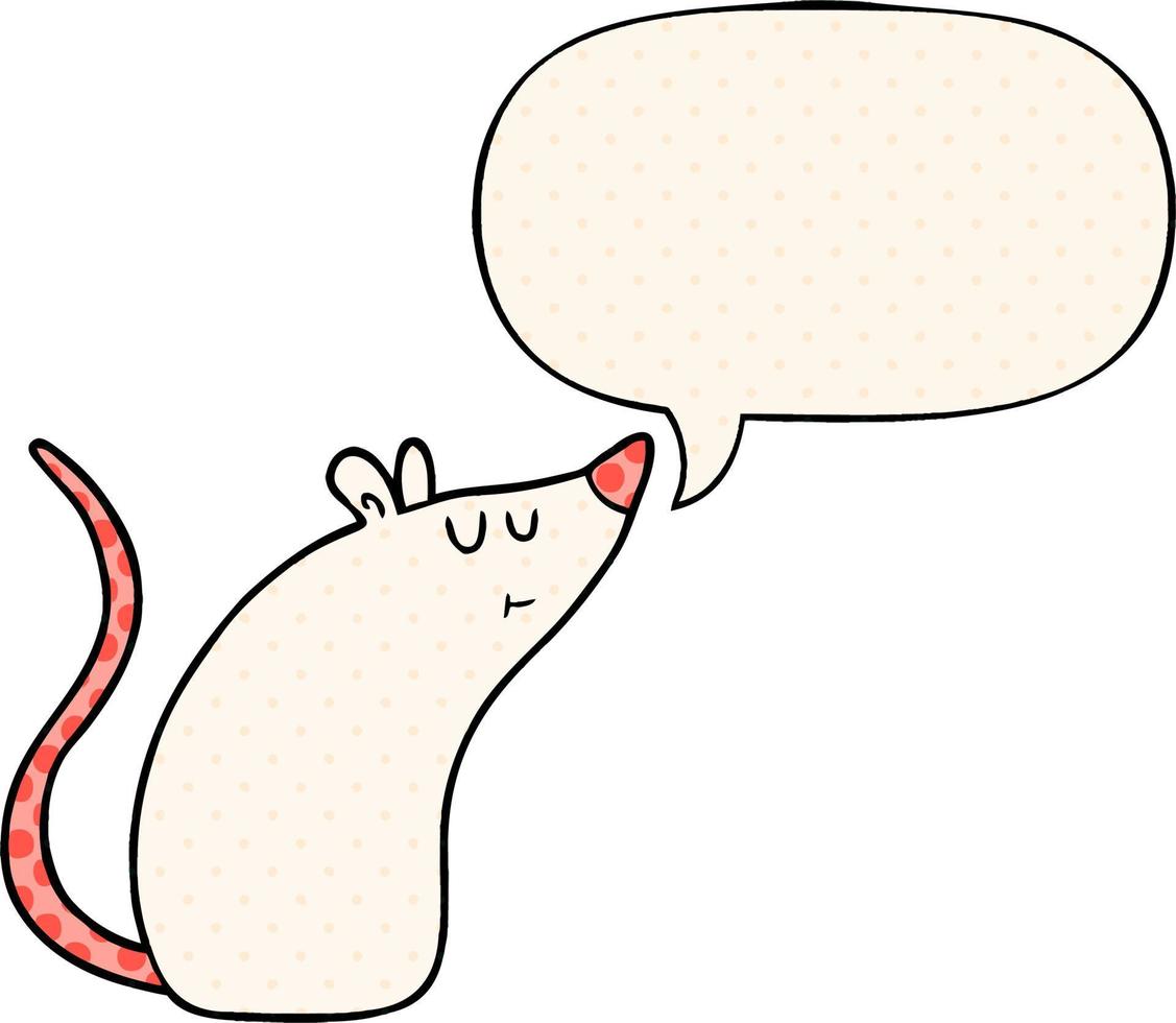 cartoon white mouse and speech bubble in comic book style vector