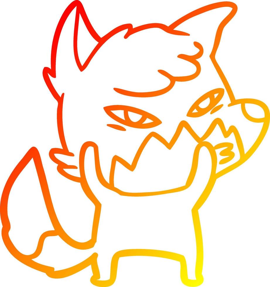 warm gradient line drawing clever cartoon fox vector