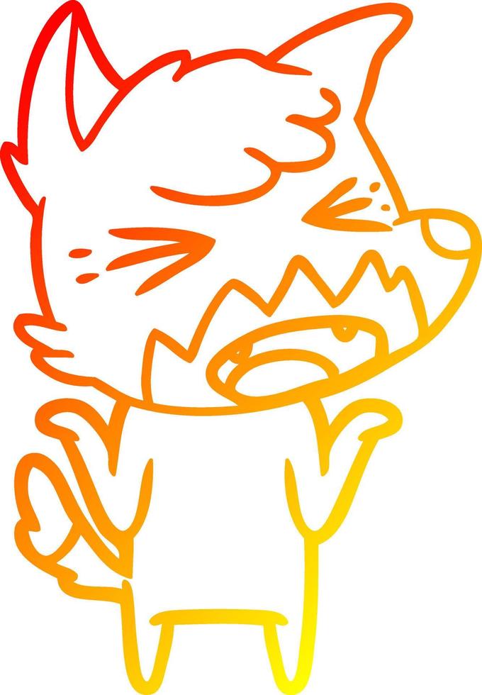 warm gradient line drawing angry cartoon fox vector
