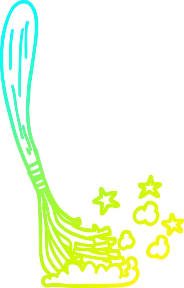 cold gradient line drawing cartoon magic broom sticks vector