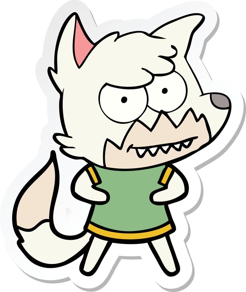 sticker of a cartoon grinning fox vector