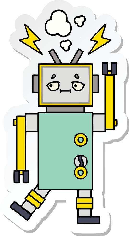 sticker of a cute cartoon robot vector