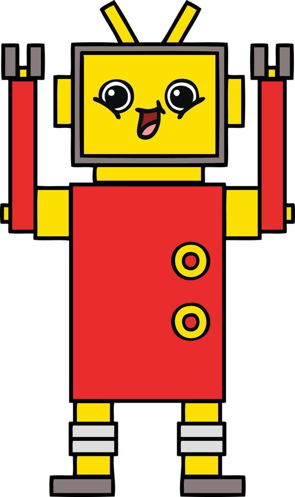 cute cartoon happy robot vector