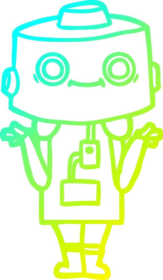 cold gradient line drawing cartoon robot vector