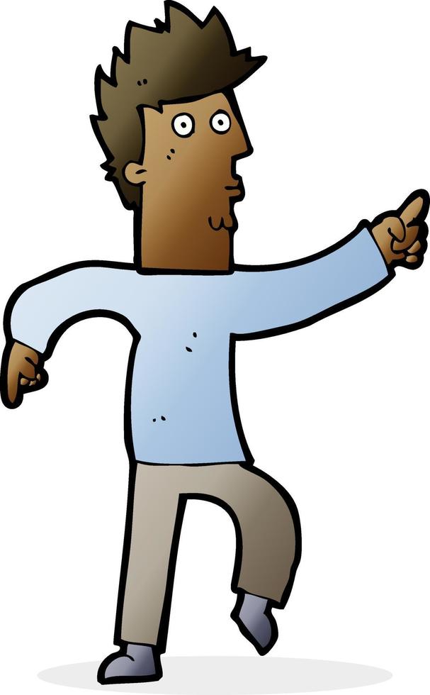 cartoon worried man pointing vector