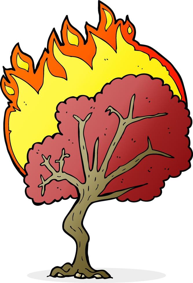 cartoon burning tree vector