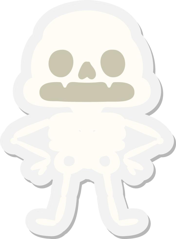 confident spooky skeleton sticker vector